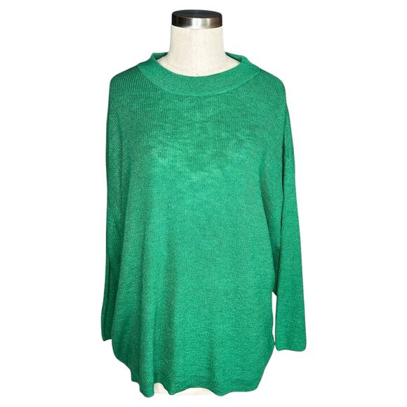 FREE PEOPLE BEACH Emerald Green Pullover Knit Crewneck Sweater Woen's Size Small - Picture 1 of 7